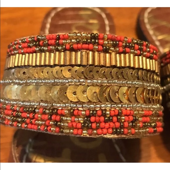 Gorgeous gold and coral Sam Edelman sandals - Picture 2 of 4